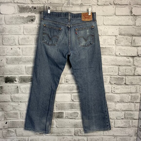 Levi's 527 Low Boot Cut Distressed Denim Jeans - Picture 3 of 16